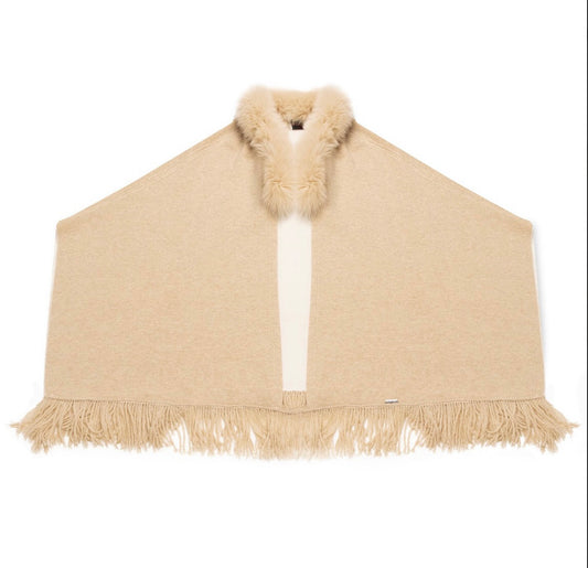 CASHMERE AND MERINO WOOL CAPE OPEN FRONT