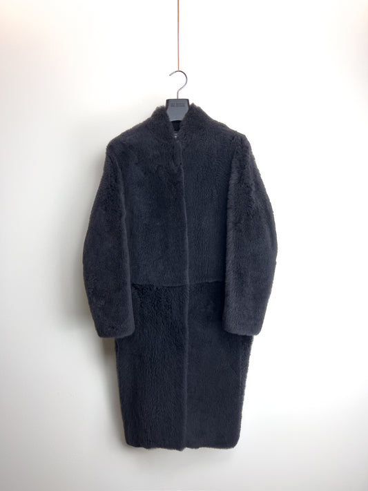 Cashmere and Feather Touch Paneled Shearling Coat