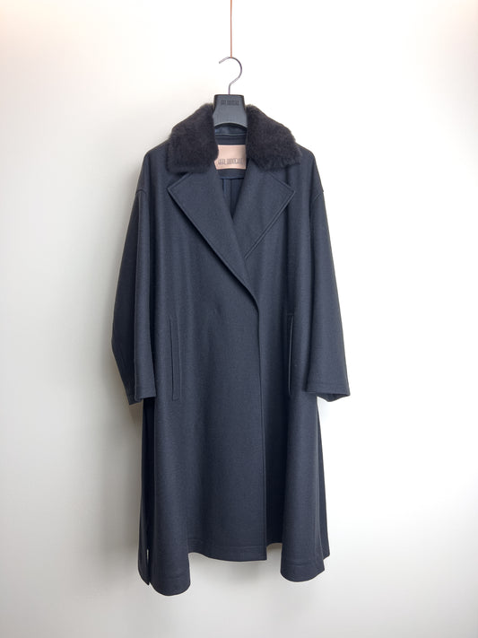 Melton Wool Coat with Detachable Shearling Collar
