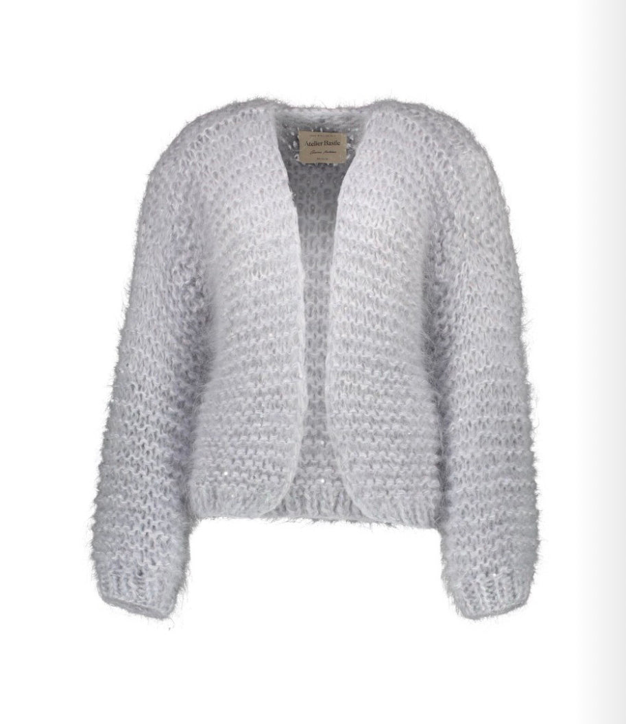 MOHAIR SEQUINS OPEN FRONT CARDIGAN