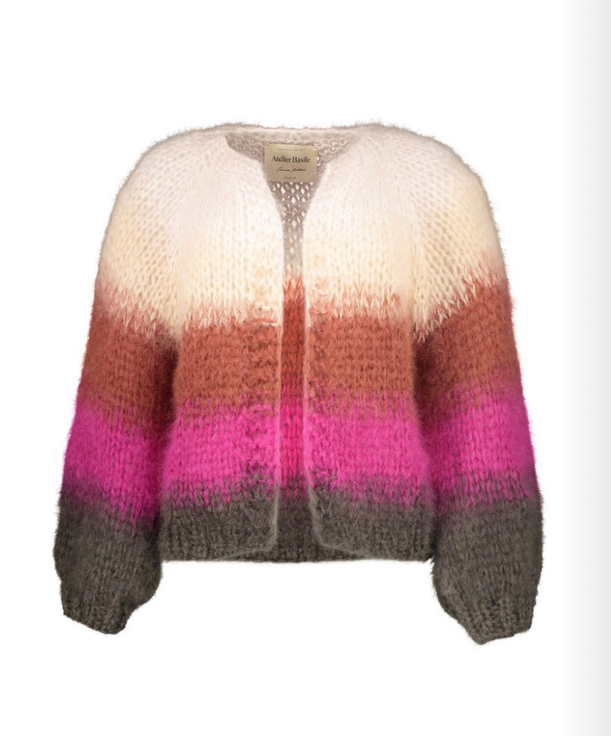 MOHAIR DEGRADE STRIPES CARDIGAN