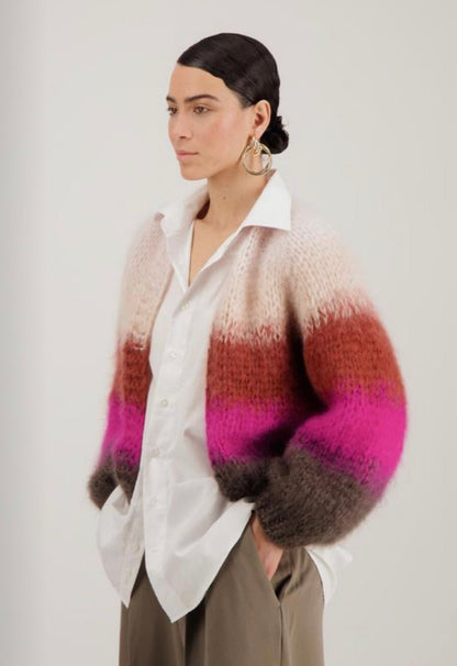 MOHAIR DEGRADE STRIPES CARDIGAN