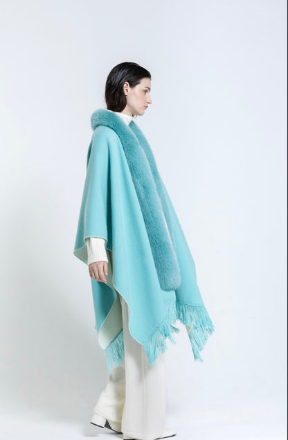 CASHMERE AND MERINO WOOL CAPE OPEN FRONT