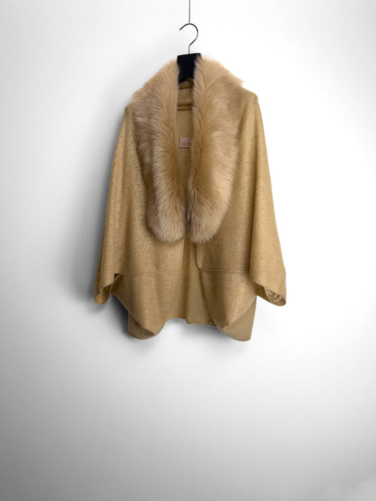 DOUBLE FELTED SHRUG & TOSCANA SHEARLING COLLAR