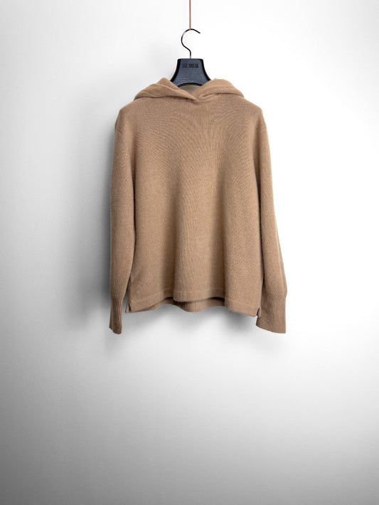 CASHMERE BLEND KNITTED HOODED SWEATER